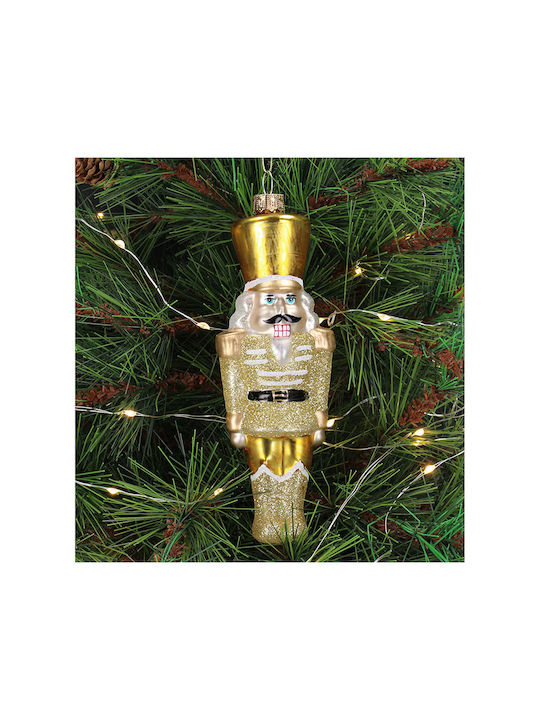 Zaros Weihnachtshänger Nussknacker Glas Gold mit Goldstaub 16cm