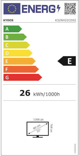 Kydos Τηλεόραση 32" HD Ready LED K32NH22CD02 (2023)