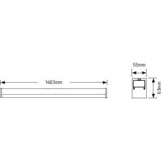 Geyer LED Lumina liniară Lumină Plafon 50W Alb natural IP20 cu Intensitate Reglabilă L150xL55xÎ6.3cm