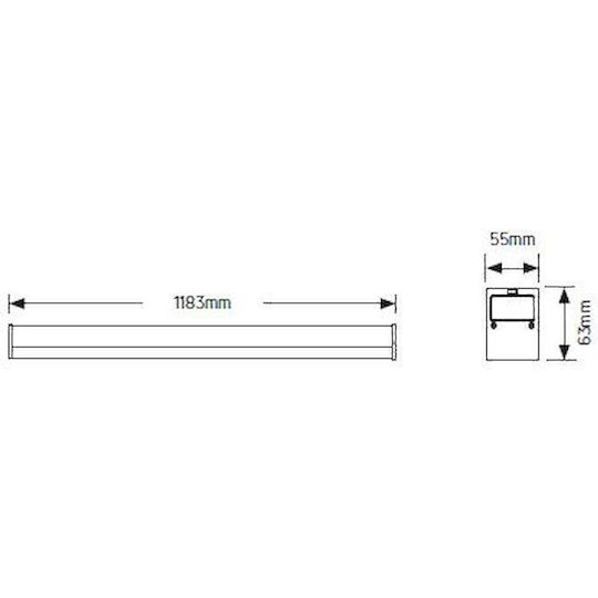 Geyer Commercial Linear LED Ceiling Light 30W Natural White IP20 Dimmable L120xD55xH6.3cm