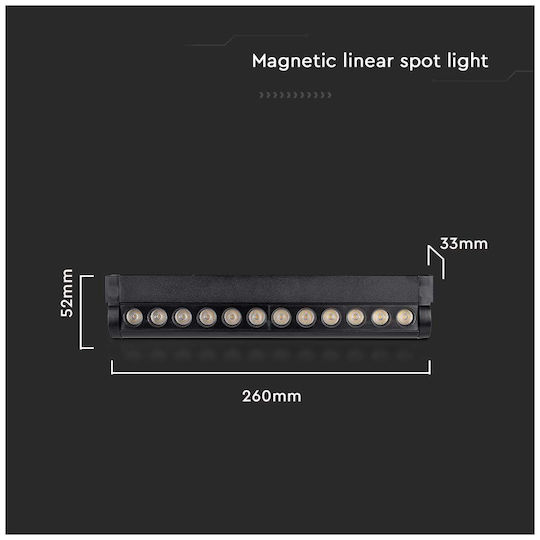 V-TAC LED Γραμμικό Φωτιστικό Οροφής 12W Θερμό Λευκό IP20 Μ26xΒ5.2xΥ3.3εκ.