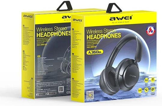 Awei A360BL Wireless / Wired Over Ear Headphones with Radio with 15 hours of Operation Black