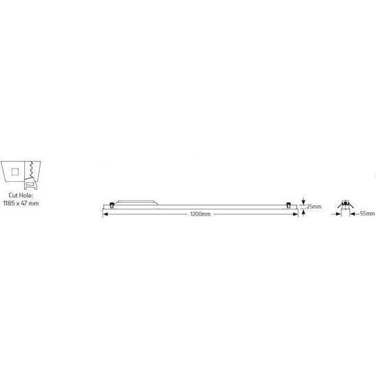 Geyer LED Γραμμικό Φωτιστικό Οροφής 40W Θερμό Λευκό IP20 Μ120xΒ5.5xΥ2.5εκ.