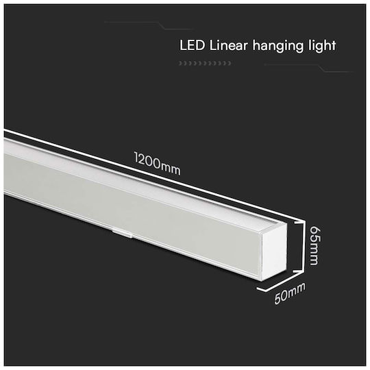 V-TAC LED Γραμμικό Φωτιστικό Οροφής 40W Ρυθμιζόμενο Λευκό
