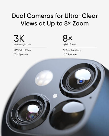 Eufy Solocam S340 IP Dual Κάμερα Παρακολούθησης 3+2MP Αδιάβροχη Μπαταρίας με Ηχείο και Φακό 2.4mm