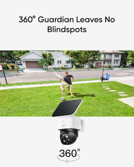 Eufy Solocam S340 IP Dual Κάμερα Παρακολούθησης 3+2MP Αδιάβροχη Μπαταρίας με Ηχείο και Φακό 2.4mm