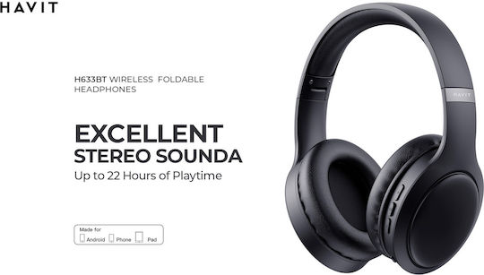 Havit H633BT Ασύρματα / Ενσύρματα Over Ear Ακουστικά με 22 ώρες Λειτουργίας Ροζ