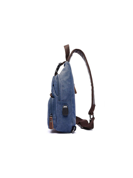 Amber Ανδρική Τσάντα Ώμου / Χιαστί Μπλε
