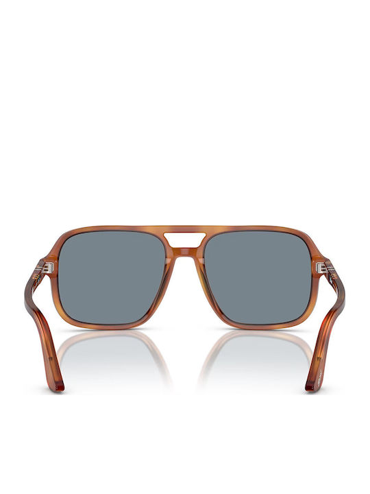 Persol Мъжки Слънчеви Очила с Кафяв Костенурков Пластмасов Рамка и Сини Стъкла PO3328S 96/56