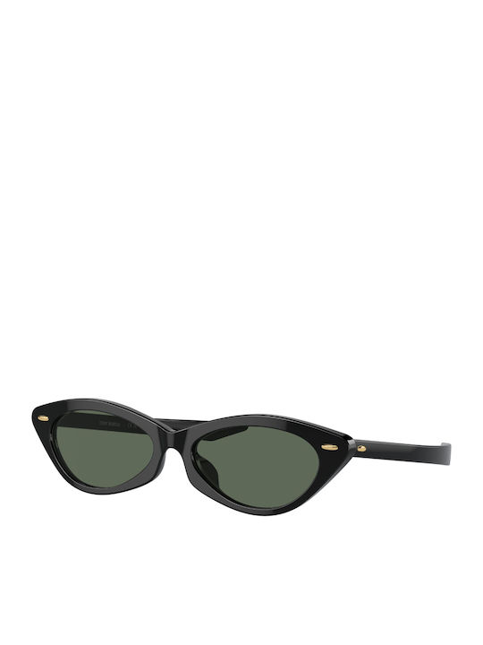 Tory Burch Women's Sunglasses with Black Plastic Frame and Green Lens