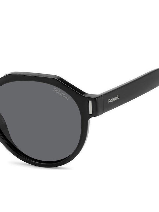Polaroid Men's Sunglasses with Black Horn-Rimmed Frame and Grey Polarized Lens