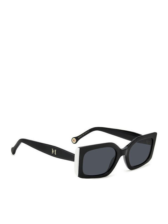 Carolina Herrera Women's Sunglasses with Black Horn-Rimmed Frame and Grey Lenses HER 0182/S 80S/IR