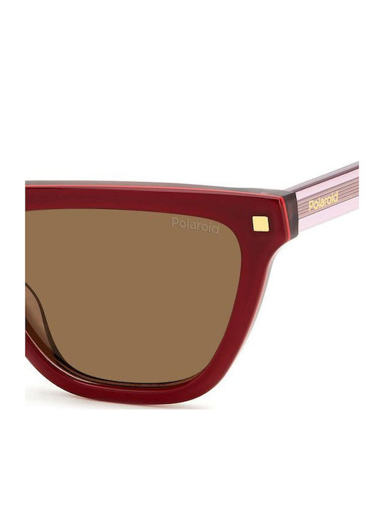 Polaroid Damenträger Sonnenbrille mit Burgundisch Horn umrandetem Rahmen und Braunen Gläsern PLD4157/S/X LHF/SP