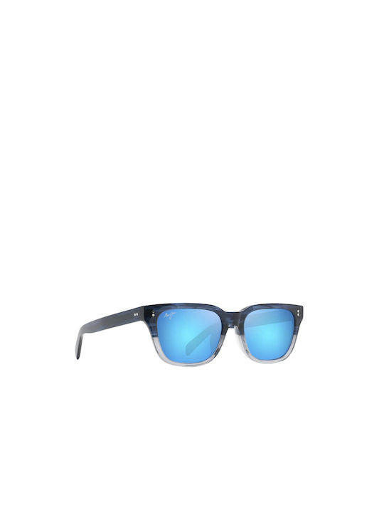 Maui Jim Likeke Sunglasses with Blue Plastic Frame and Blue Polarized Mirror Lens 894-03