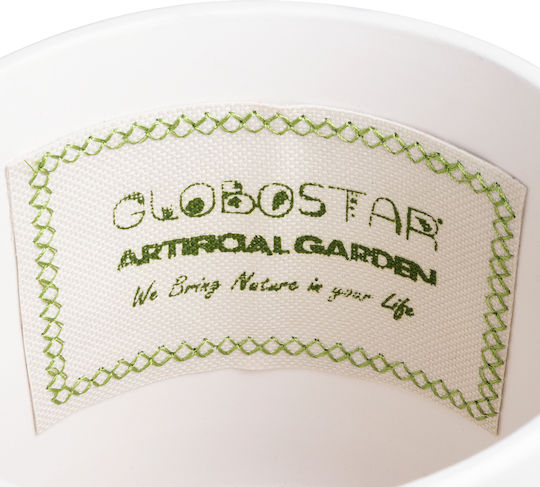 GloboStar Puerto Rico Übertopf Keramik Weiß mit Gestell 16x16x16εκ.