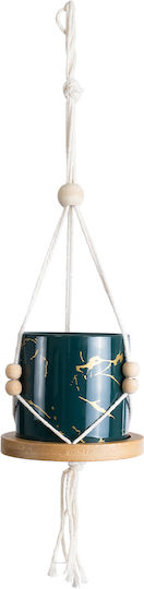 GloboStar Tallinn Hanging Planter Ceramic Green 10x10x40cm.