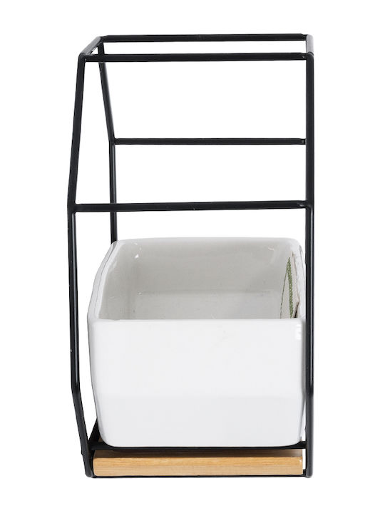 GloboStar Artificial Garden Bianco Hängend Übertopf Keramik Weiß 18x10x18εκ.