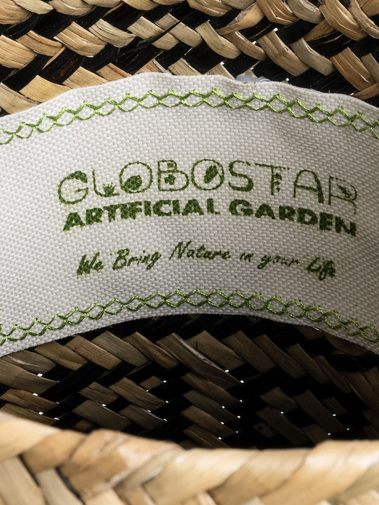 GloboStar Artificial Garden Indiana Planter Rattan Brown with Stand 19.5x19.5x26cm.