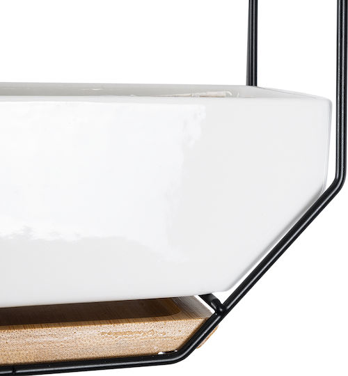 GloboStar Artificial Garden Bianco Κρεμαστό Κασπώ Κεραμικό Λευκό 18x10x18εκ.