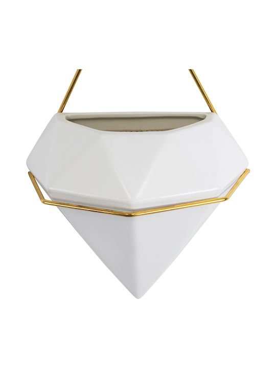 GloboStar Hängend Übertopf Keramik Weiß 20x10.5x30εκ.