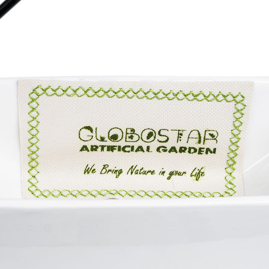 GloboStar Artificial Garden Bianco Κρεμαστό Κασπώ Κεραμικό Λευκό 18x10x18εκ.