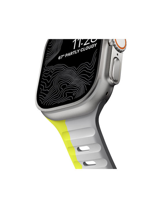 Nomad Sport Strap Λουράκι Σιλικόνης Lunar ΓΚΡΙ / High Volta LIME (Apple Watch 42/44/45mm)
