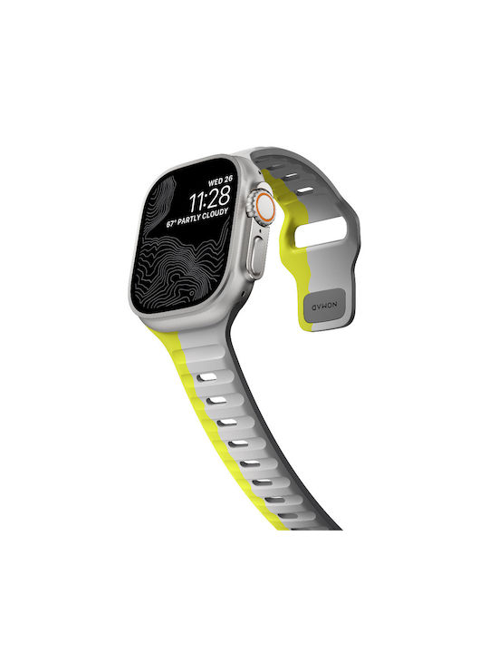 Nomad Sport Strap Λουράκι Σιλικόνης Lunar ΓΚΡΙ / High Volta LIME (Apple Watch 42/44/45mm)