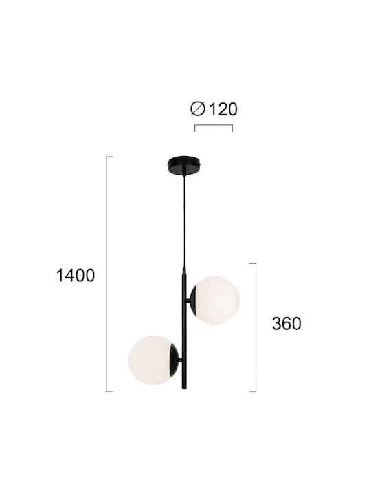 Viokef Anouk Pendant Light Black with Socket E14, E.14 28x12x36cm