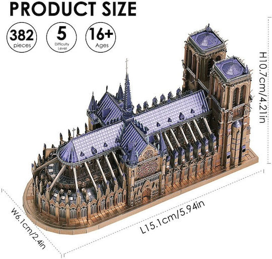 Piececool Jucărie de Construcție din Metal Notre-dame De Paris pentru Copii 14++ Ani