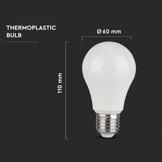 V-TAC LED-Lampe 10.5W 110mm für Fassung E27 und Form A60 Naturweiß 1055lm