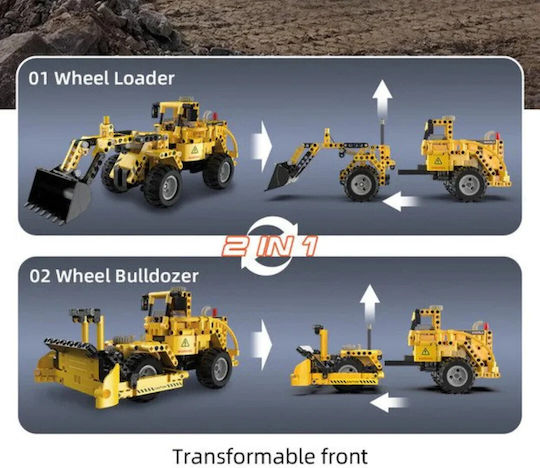 CaDA Bricks Blocuri Wheel Loader + Wheel Bulldozer pentru 8+ ani Ani 693buc
