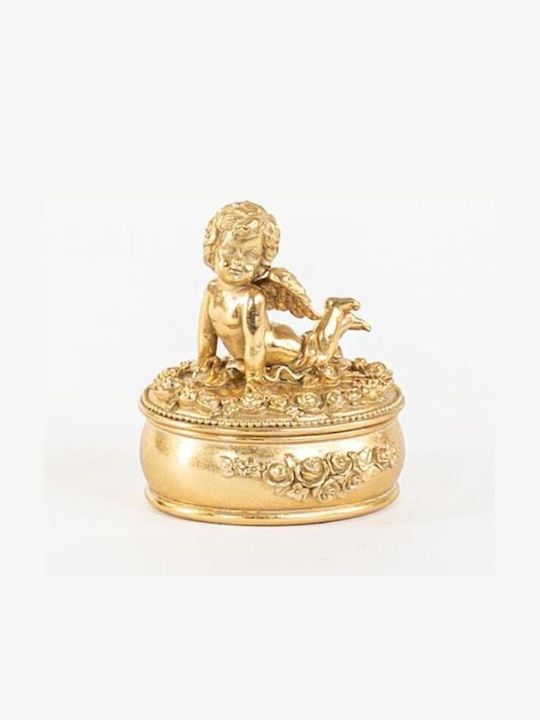 Eurolamp Christmas Ceramic Figure Cherub Gold Height 12.5cm
