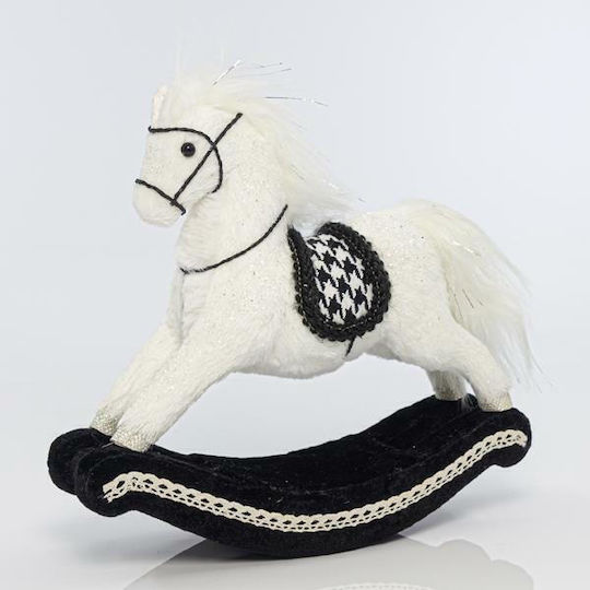 Eurolamp Weihnachtliche Stoff Figur Pferd Weiß Höhe 28cm