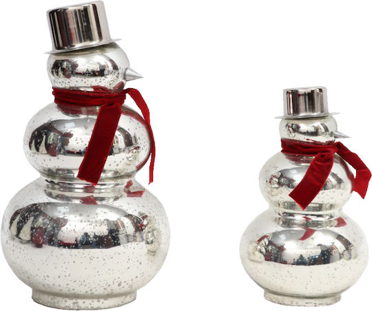 InTheBox Weihnachtliche Glas Figur SNowman Silber Höhe 26cm Juniper