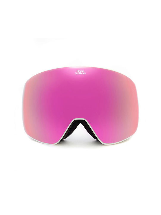 Horsefeathers Ski- und Snowboardbrille für Erwachsene in Weiß mit rosafarbenem Spiegelglas