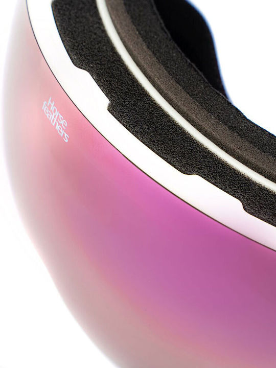 Horsefeathers Ski- und Snowboardbrille für Erwachsene in Weiß mit rosafarbenem Spiegelglas