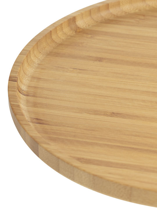 Round Wooden Decorative Platter Brown 26.5x26.5x1.5cm