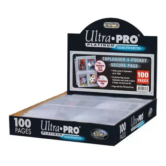 Ultra Pro 4-Fächer Sichere Platinum Kartenseiten 3 Kartenseiten 4-Fächer Standardgröße 100τμχ Transparente