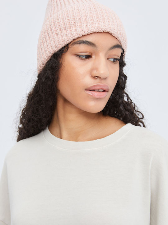 Beanie Unisex Σκούφος Πλεκτός σε Ροζ χρώμα