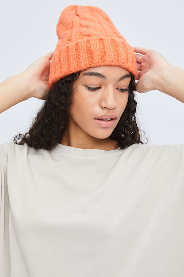 Beanie Unisex Beanie Knitted in Orange color