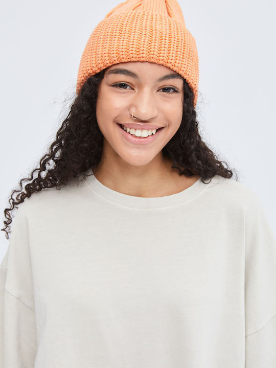 Beanie Unisex Σκούφος Πλεκτός σε Πορτοκαλί χρώμα
