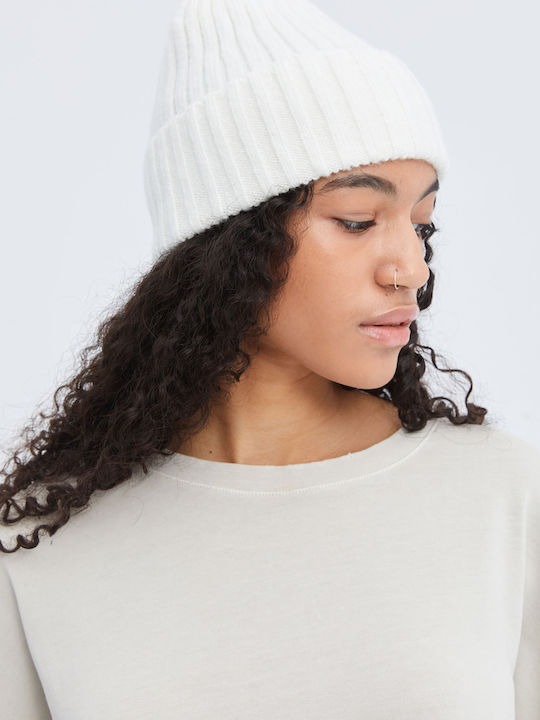 Aristoteli Bitsiani Beanie Unisex Σκούφος Πλεκτός σε Λευκό χρώμα