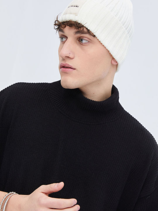 Aristoteli Bitsiani Beanie Unisex Σκούφος Πλεκτός σε Λευκό χρώμα