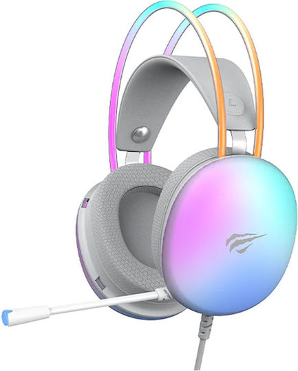Havit H2037d Over Ear Gaming Headset με σύνδεση 2x3.5mm / USB Λευκό