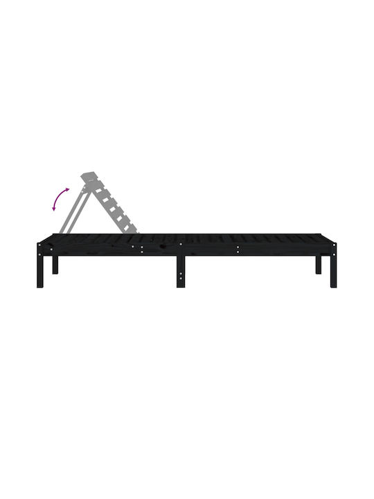 Deckchair Wooden Black 2pcs 199.5x60x74cm.