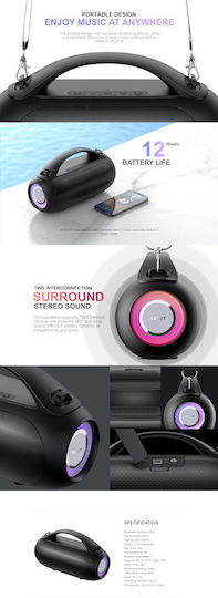 Havit SK821BT Ηχείο Bluetooth 8W με Ραδιόφωνο και Διάρκεια Μπαταρίας έως 12 ώρες Μαύρο