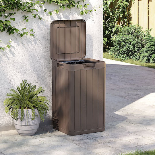 vidaXL Κάδος Απορριμμάτων Πλαστικός Καφέ 80lt