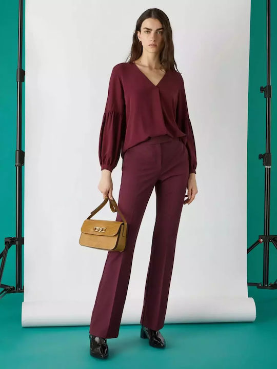 Emme Women's Blouse Long Sleeve Burgundy