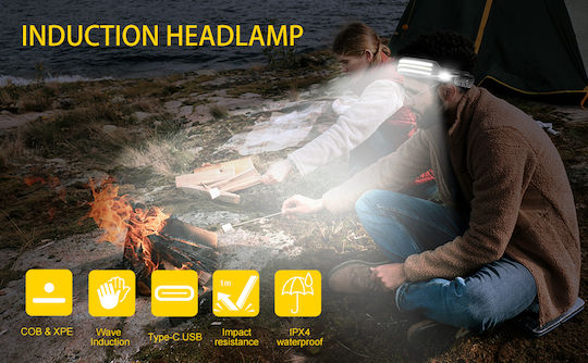 Ideahellas Rechargeable Headlamp LED IPX4 with Maximum Brightness 4000lm 3pcs Black