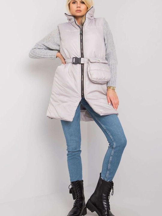 Ex Moda Kurz Damen Ärmellos Puffer Jacke für Winter Gray